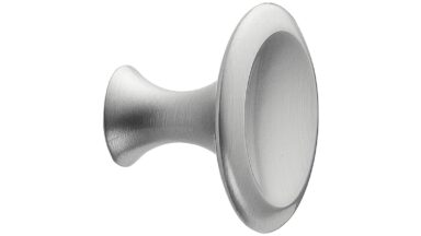 Knopf BELL Zink - Edelstahloptik - 42 mm lang  vor weißem Hintergrund