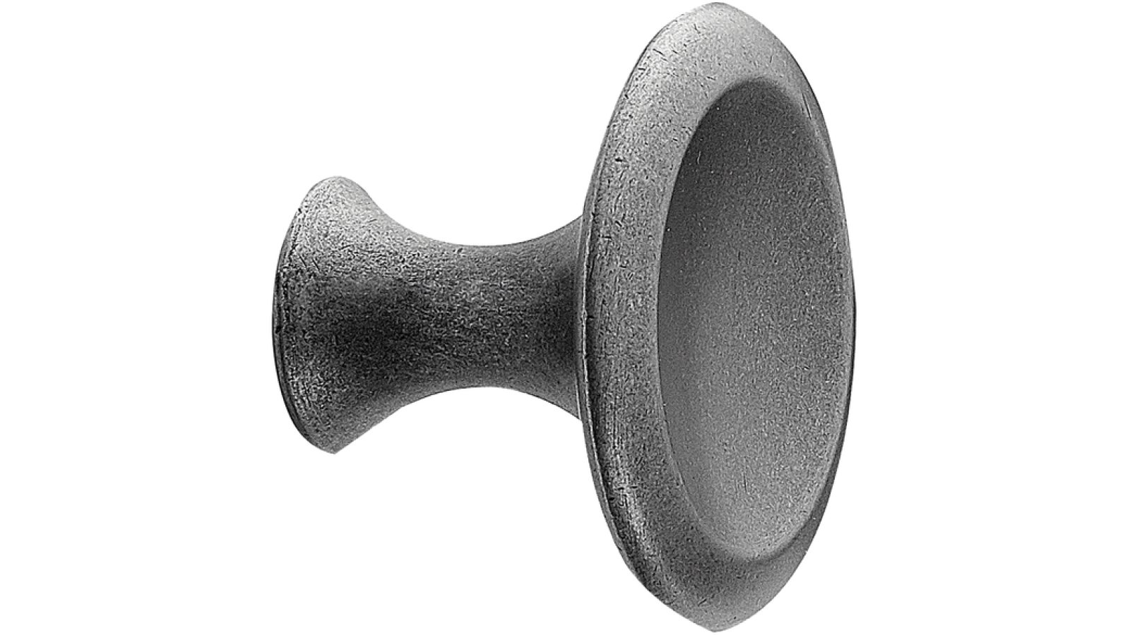 Moebelknopf-BELL-grau-messing-Zinkdruckguss-laenge-42-FP-000739 Knopf BELL Zink - Grau antik - 42 mm lang vor weißem Hintergrund