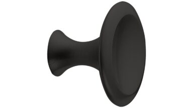 Knopf BELL Zink - Schwarz matt - 42 mm lang  vor weißem Hintergrund