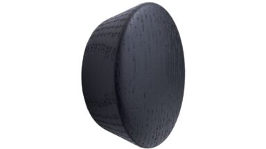 Knopf BERET Holz - Schwarze Esche - 45 mm lang  vor weißem Hintergrund
