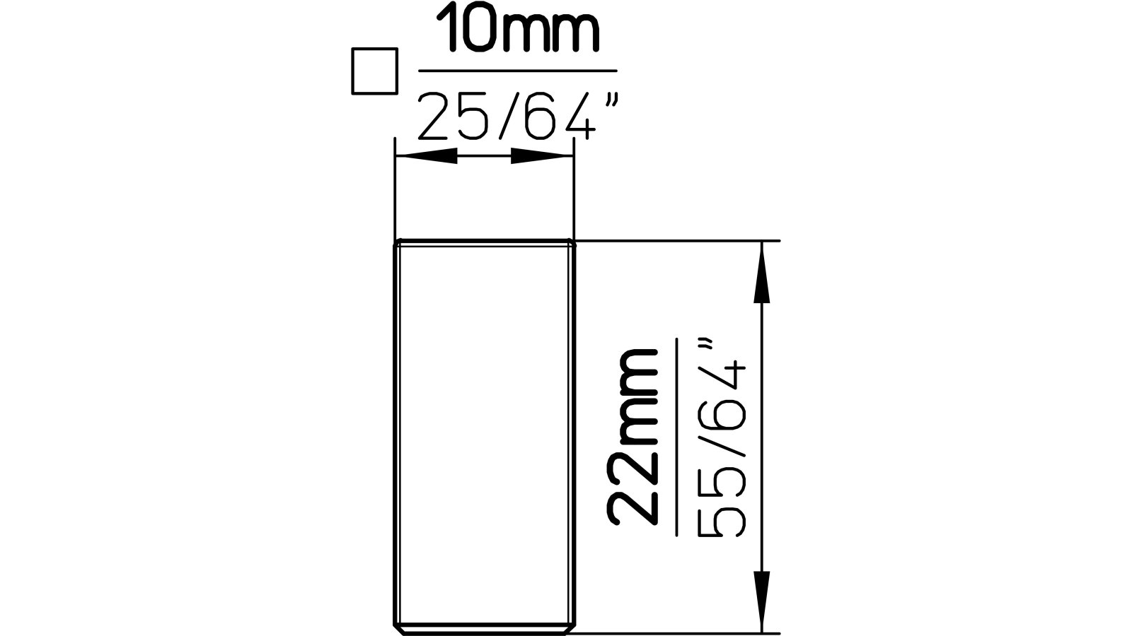 Knopf Brackenheim Edelstahl fein geschliffen - 10 mm lang  vor weißem Hintergrund