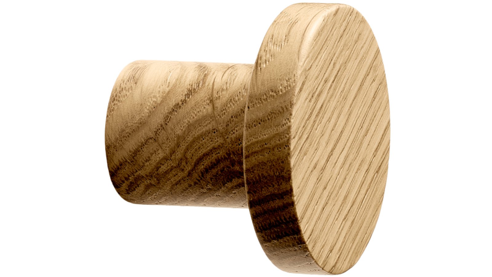 Moebelknopf-CIRCUM-eiche-Holz-laenge-33-FP-001043 Knopf CIRCUM Holz Eiche - Lackiert - 33 mm lang vor weißem Hintergrund