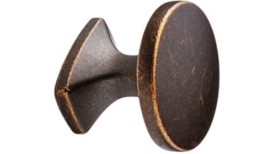 Knopf CLASSIC Zink - Braun antik - 34 mm lang vor weißem Hintergrund