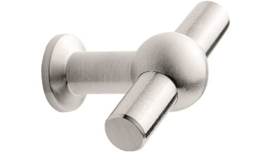 Knopf CURTAIN Stahl - Seidengeschliffen - 50 mm lang vor weißem Hintergrund
