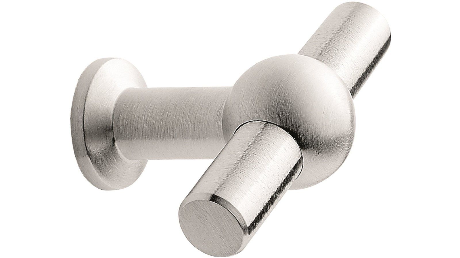 Moebelknopf-CURTAIN-edelstahlfarbig-Stahl-laenge-50-FP-000027 Knopf CURTAIN Stahl - Seidengeschliffen - 50 mm lang vor weißem Hintergrund