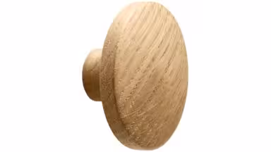 Knopf DISCOS Holz Eiche - Lackiert - 30 mm lang  vor weißem Hintergrund