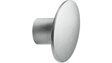 Knopf DOME Zink - Edelstahloptik - 50 mm lang vor weißem Hintergrund