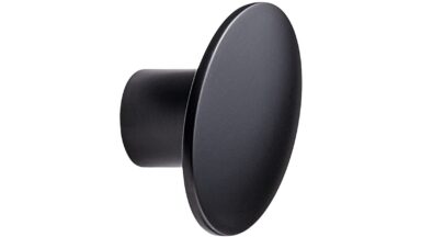 Knopf DOME Zink - Schwarz matt - 50 mm lang vor weißem Hintergrund