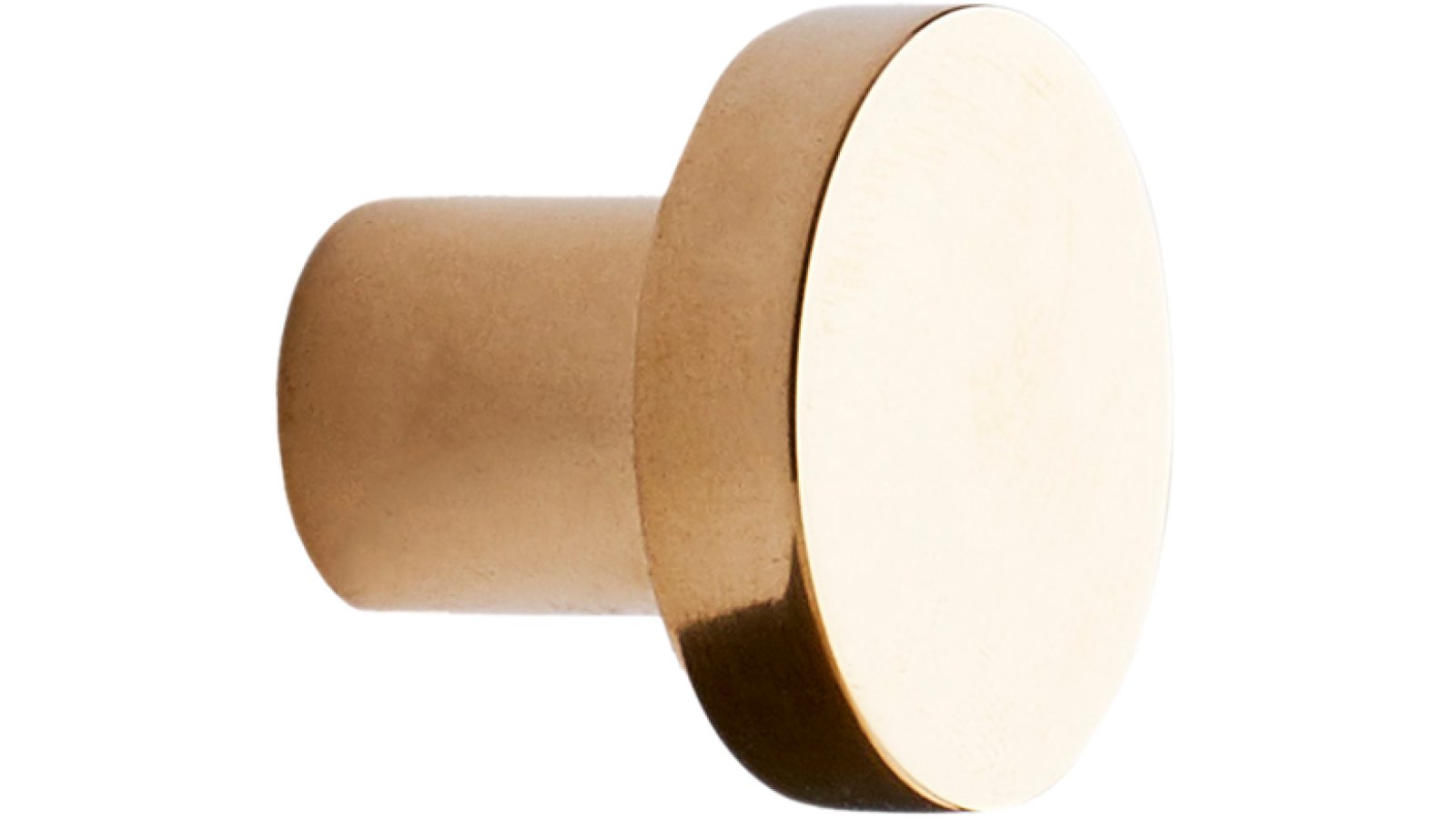 Knopf DOT Zink - Messing unbehandelt poliert - 30 mm lang  vor weißem Hintergrund