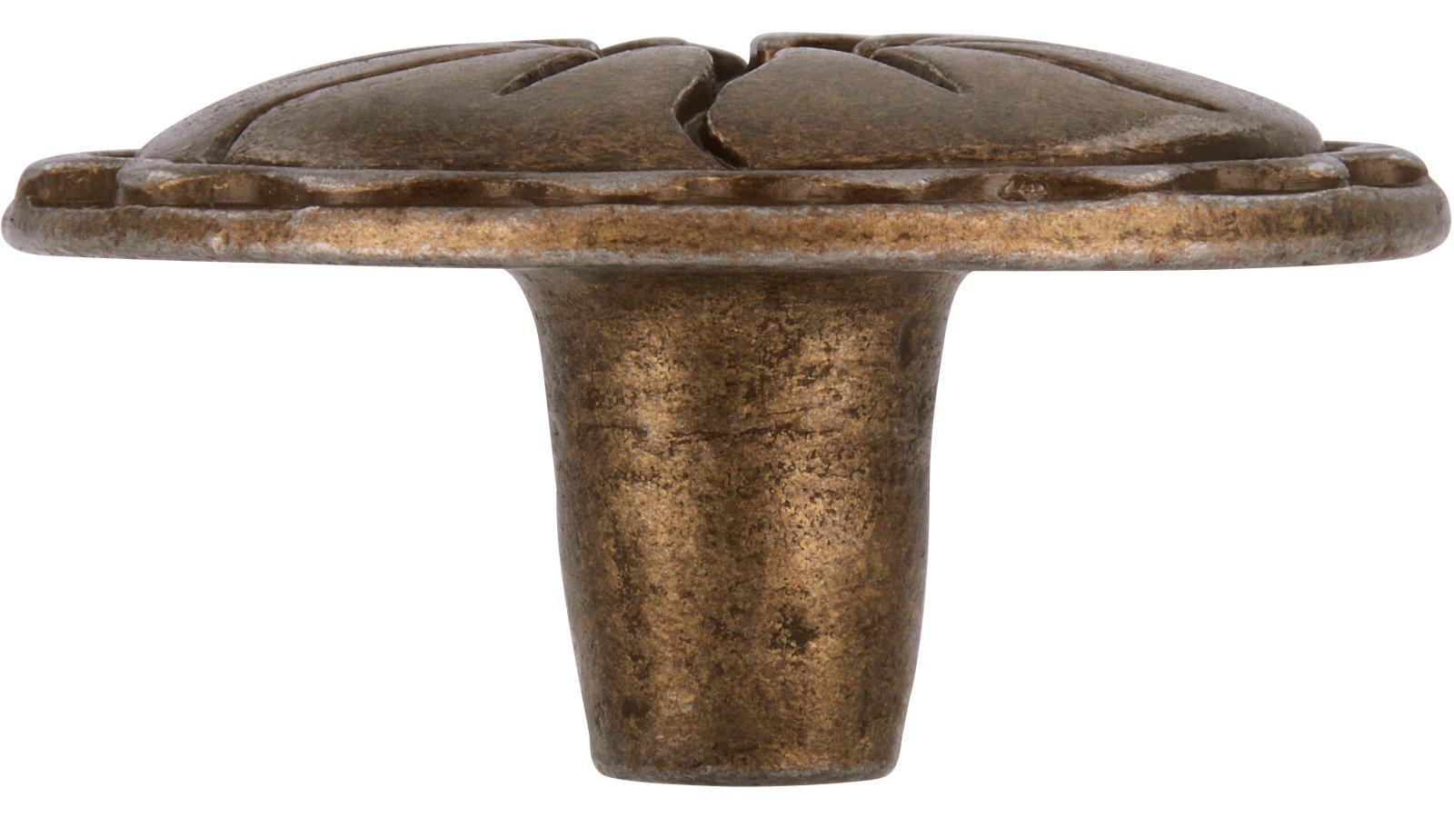 Knopf Ennepetal Druckguss altmessingfarbig brüniert getrommelt - 44 mm lang  vor weißem Hintergrund