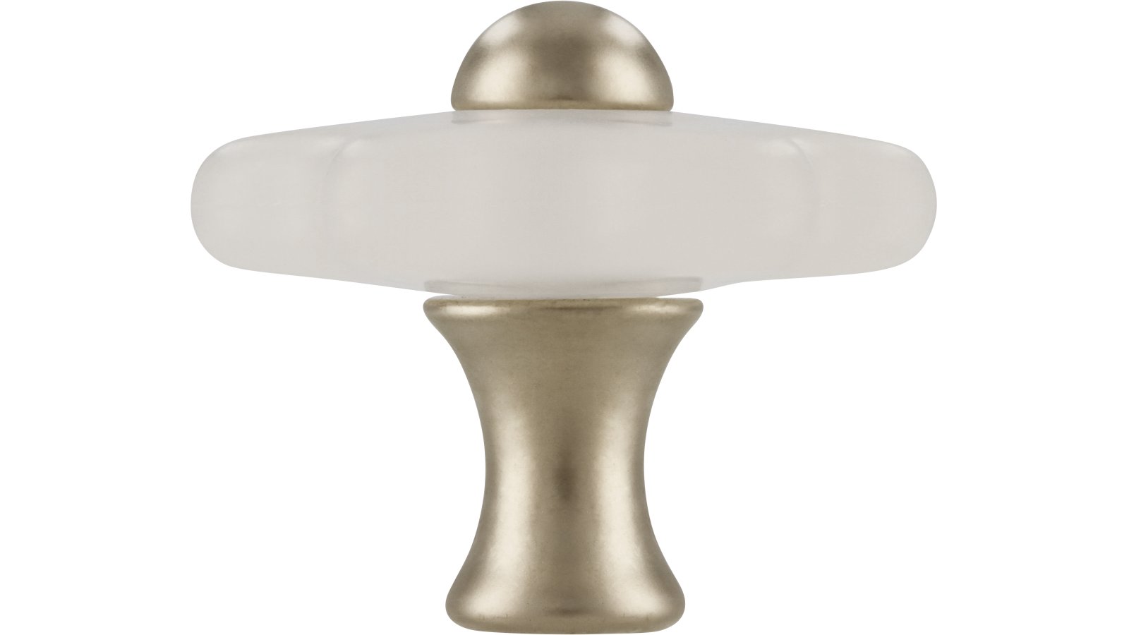 Moebelknopf-Euskirchen-nickel-transparent-Glas-Kunststoff-Zinkdruckguss-laenge-34-523312-stehend Knopf Euskirchen Kunststoff-Druckguss glaseffekt matt natur matt vernickelt - 34 mm lang vor weißem Hintergrund