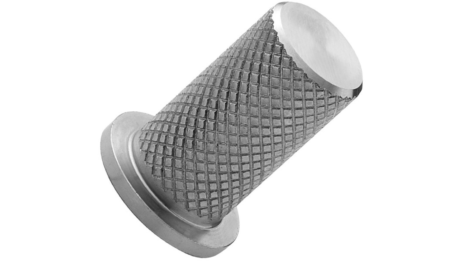 Knopf HARLEQUIN Stahl - Seidengeschliffen - 17 mm lang  vor weißem Hintergrund