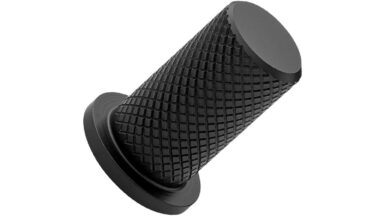 Knopf HARLEQUIN Stahl - Schwarz - 17 mm lang  vor weißem Hintergrund