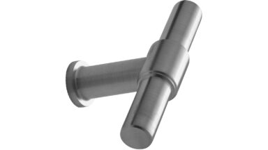 Knopf KNOT Stahl - Seidengeschliffen - 75 mm lang vor weißem Hintergrund