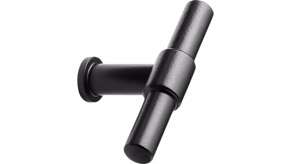 Knopf KNOT Stahl - Schwarz - 75 mm lang vor weißem Hintergrund