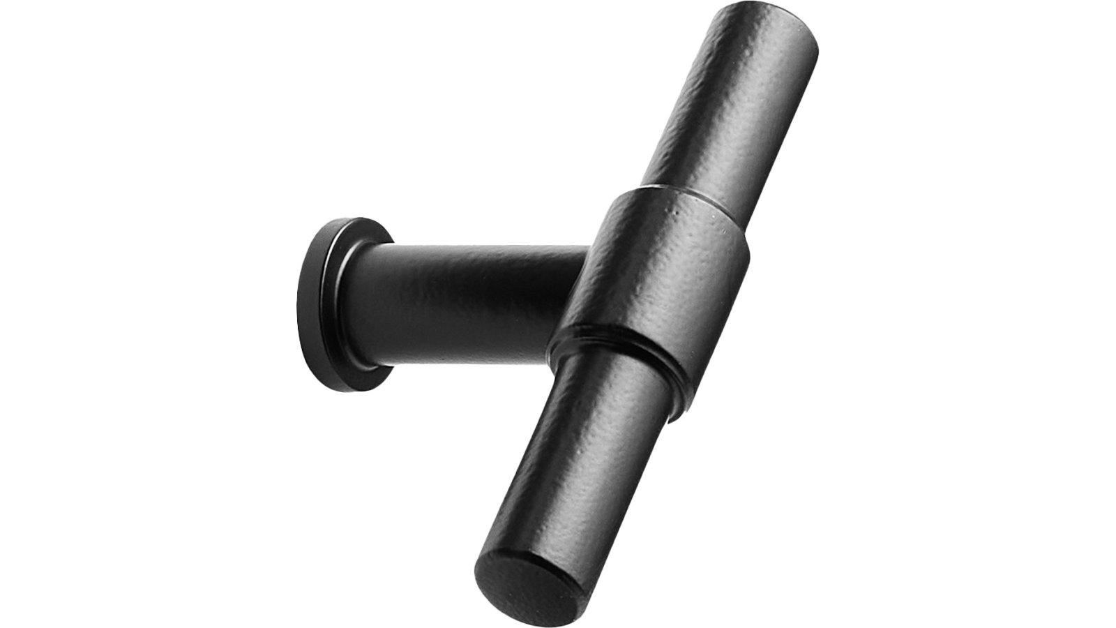 Knopf KNOT Stahl - Schwarz - 75 mm lang  vor weißem Hintergrund