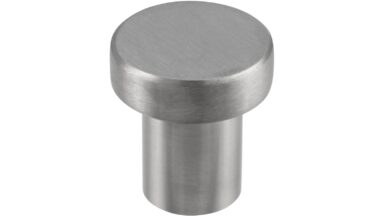 Knopf Langwedel Edelstahl fein geschliffen - 14 mm lang vor weißem Hintergrund