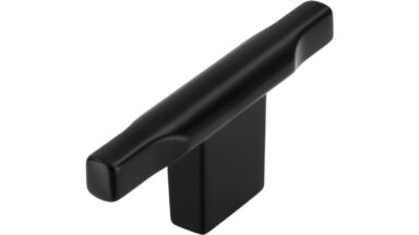 Knopf Leingarten Druckguss schwarz matt pulverbeschichtet - 70 mm lang vor weißem Hintergrund