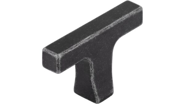 Knopf Limburgerhof Druckguss eisenfarbig getrommelt matt - 48 mm lang vor weißem Hintergrund