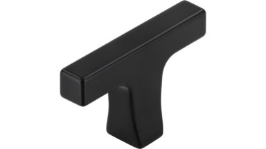 Knopf Limburgerhof Druckguss schwarz matt pulverbeschichtet - 48 mm lang vor weißem Hintergrund