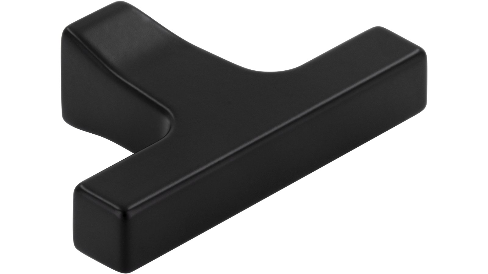 Moebelknopf-Limburgerhof-schwarz-Zinkdruckguss-laenge-48-882512-seitlich Knopf Limburgerhof Druckguss schwarz matt pulverbeschichtet - 48 mm lang vor weißem Hintergrund