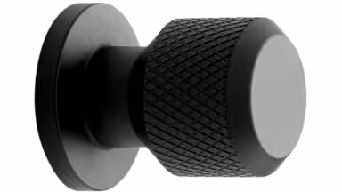 Knopf MANOR-Round Zink - Schwarz matt - 30 mm lang vor weißem Hintergrund