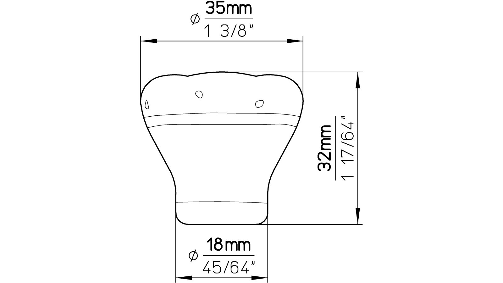 Knopf Meitingen Keramik bunt grün-orange gepunktet - 34 mm lang  vor weißem Hintergrund
