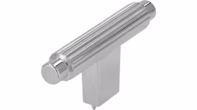 Knopf Mini-Stripes-Massiv Druckguss chrom glänzend - 70 mm lang vor weißem Hintergrund