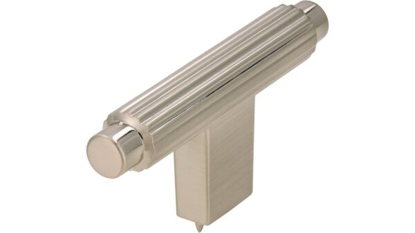 Knopf Mini-Stripes-Massiv Druckguss vernickelt feingeschliffen - 70 mm lang vor weißem Hintergrund