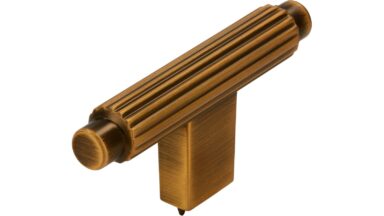 Knopf Mini-Stripes-Massiv Druckguss messing schwarz gebürstet - 70 mm lang  vor weißem Hintergrund