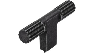 Knopf Mini-Stripes Druckguss eisenfarbig getrommelt matt eisenfarbig getrommelt matt - 70 mm lang  vor weißem Hintergrund