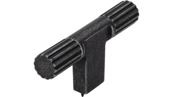 Knopf Mini-Stripes Druckguss eisenfarbig getrommelt matt eisenfarbig getrommelt matt - 70 mm lang  vor weißem Hintergrund