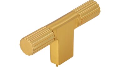 Knopf Mini-Stripes Druckguss gold matt gebürstet gold matt gebürstet - 70 mm lang  vor weißem Hintergrund