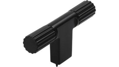 Knopf Mini-Stripes Druckguss schwarz matt pulverbeschichtet schwarz matt pulverbeschichtet - 70 mm lang  vor weißem Hintergrund