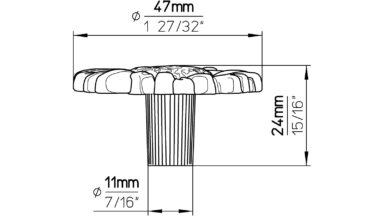 Knopf Naumburg Druckguss altsilberfarbig - 47 mm lang  vor weißem Hintergrund