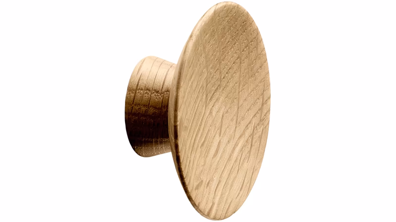 Knopf OLYMPIA Holz Eiche - Lackiert - 50 mm lang  vor weißem Hintergrund