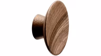 Knopf OLYMPIA Holz Nussbaum - Lackiert - 50 mm lang  vor weißem Hintergrund