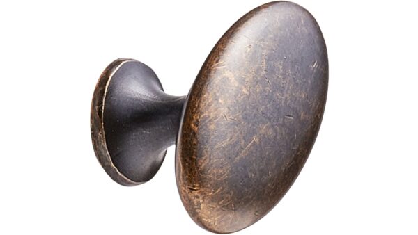 Knopf OVAL-SIMPLE Zink - Braun antik - 60 mm lang vor weißem Hintergrund