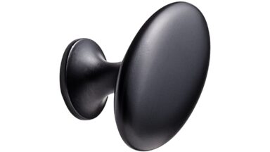 Knopf OVAL-SIMPLE Zink - Schwarz matt - 60 mm lang vor weißem Hintergrund