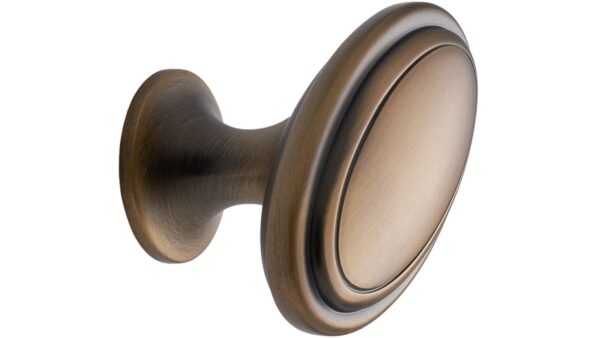 Knopf OVAL Zink - Antik gold - 60 mm lang vor weißem Hintergrund