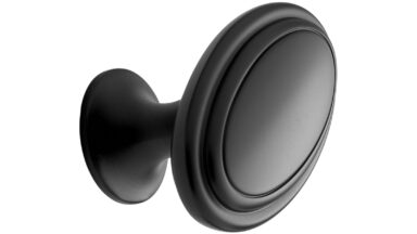 Knopf OVAL Zink - Schwarz matt - 60 mm lang vor weißem Hintergrund