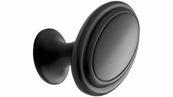 Knopf OVAL Zink - Schwarz matt - 60 mm lang  vor weißem Hintergrund