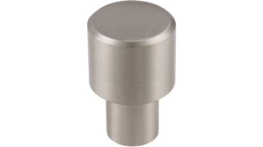 Knopf Oftersheim Aluminium edelstahleffekt - 16 mm lang  vor weißem Hintergrund