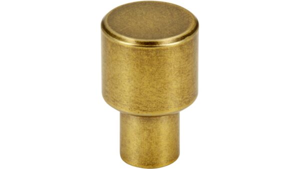 Knopf Oftersheim Aluminium messingfarbig getrommelt matt - 16 mm lang  vor weißem Hintergrund