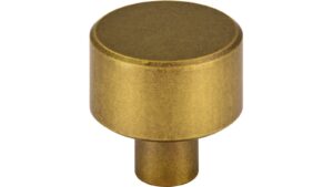 Knopf Oftersheim Aluminium messingfarbig getrommelt matt - 24 mm lang  vor weißem Hintergrund