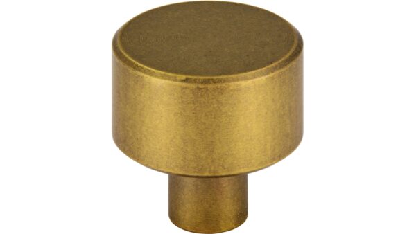 Knopf Oftersheim Aluminium messingfarbig getrommelt matt - 24 mm lang  vor weißem Hintergrund