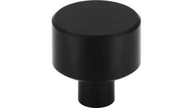 Knopf Oftersheim Aluminium schwarz matt pulverbeschichtet - 24 mm lang  vor weißem Hintergrund