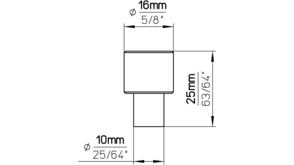 Knopf Oftersheim Aluminium weiß pulverbeschichtet - 16 mm lang  vor weißem Hintergrund