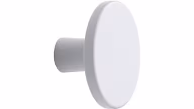 Knopf PLATO Aluminium - Matt weiss NCS 0500 - 42 mm lang vor weißem Hintergrund