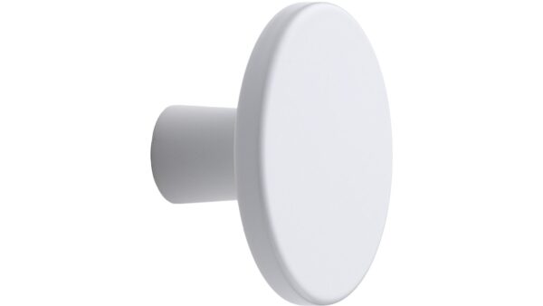 Knopf PLATO Aluminium - Matt weiss NCS 0500 - 42 mm lang vor weißem Hintergrund